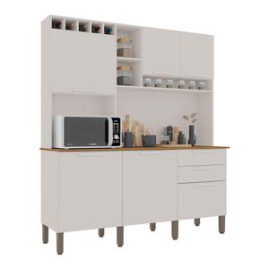 Armário De Cozinha New Topazio 6 Portas 2 Gavetas Salleto Branco
