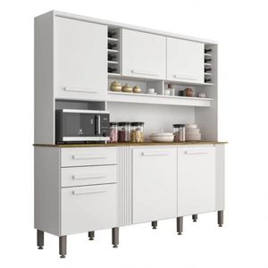 Armário De Cozinha Completo Catar 6 Portas 2 Gavetas Nicho Branco