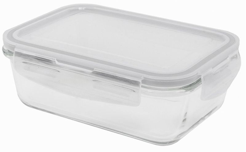 Pote de Mantimentos de Vidro Oikos com Tampa Transparente RetangularRaso 840ml