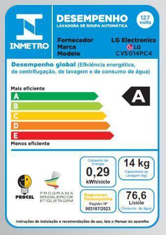 Lava-e-Seca-LG-CV5014-14Kg-Inox-110V