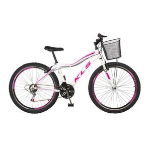 Bicicleta Mtb Aro 26 Alumínio Sport Gold Freio V-brake 21 Marchas Feminina Kls Branco Com Pink