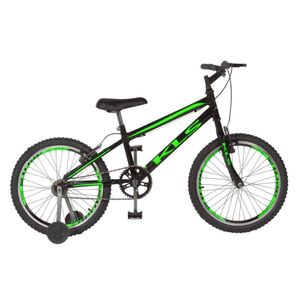 Bicicleta Free Gold Aro 20 Freio V-brake Mtb Roda Lateral Kls Preto Com Verde