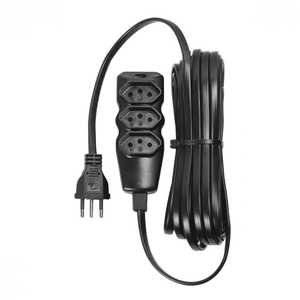 Extensão Elétrica 3 Tomadas PP Plano 3X0,75 10M Preta