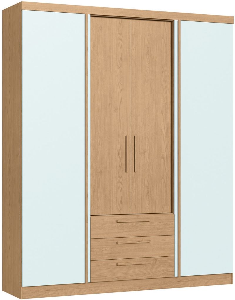 Guarda-Roupa / Roupeiro 4 Portas 3 Gavetas Bravo New Castro Angelim e Branco