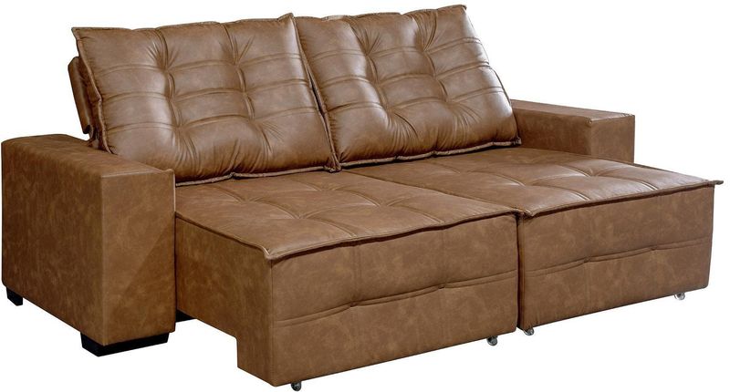 Sofá 4 Lugares Requinte Retrátil e Reclinável Texas 807 CourissimoCaramelo 240Cm