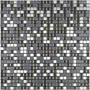 Pastilha de Alumínio Glass Mosaic Metal Escovado e Espelhado Preto 30,5X30,5