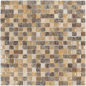 Pastilha de Vidro e Pedra Glass Mosaic Glass Stone Bege e Marrom 30X30cm
