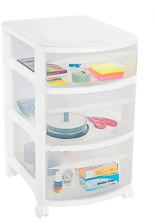 Gaveteiro 3 Gavetas Plástico Ordene 11200 Médio