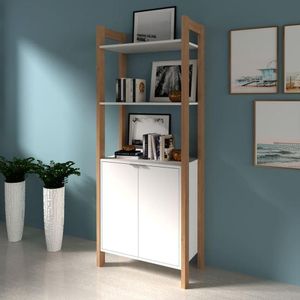 Estante Multiuso Com 2 Portas Amêndoa-branco