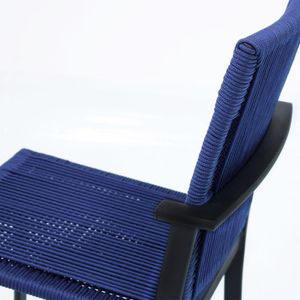 Cadeira De área Gourmet Em Alumínio E Corda Náutica Azul Preto