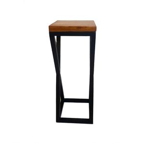 Banqueta Mark X De Metalon Com Assento De Madeira Preto