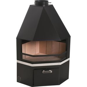 Lareira De Canto Com Caixa De Lenha Fornos Pinhal