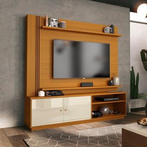 Estante Home Para Tv Até 65" 2 Portas Ripado Portugal Cedro/offwhite