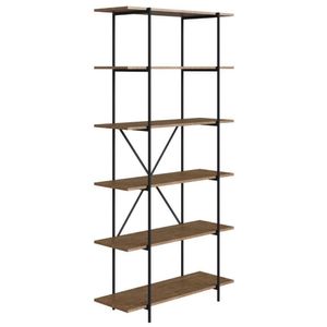Estante Industrial Tube Artesano 180 Cm Mdp Vermont Seis Prateleiras Estrutura Metálica Preta