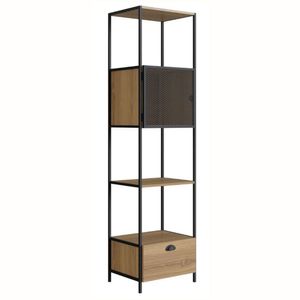 Estante Industrial York Artesano 90 Cm (Largura) Em Mdp Hanover Uma Porta Aço Preto