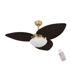 Ventilador De Teto Dourado 3 Pás Palmae Tabaco 220V
