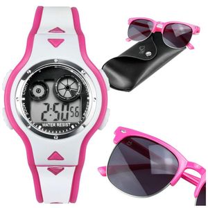 Relogio Digital Rosa Infantil Led + Case Premium + Oculos Qualiadde Premium Original Silicone Menina