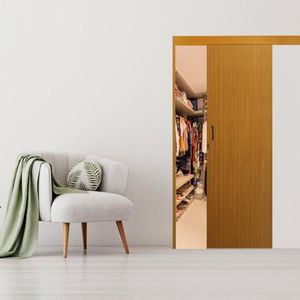 Kit Porta de Correr Madeira Lisa MGM Mogno Direita - 215x90