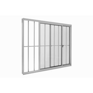 Janela de alumínio 02 folhas com grade branca - 100x100