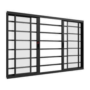 Janela de alumínio Ônix 04 folhas com grade preto - 100x120