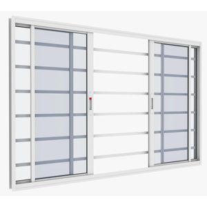 Janela de alumínio Ônix 04 folhas com grade Branco - 100x120