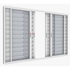 Janela Veneziana 6 Folhas Alumínio Branco Com Fecho - 100x150