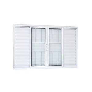 Janela de Alumínio Veneziana 06 Folhas com Grade Linha20 Branca - 100x120