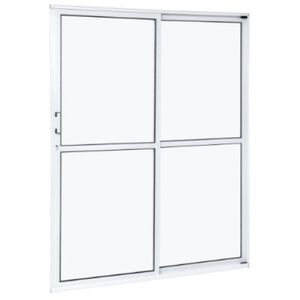 Porta de Alumínio de Correr com 2 Folhas Branco 210x160 -"E"