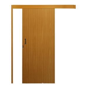 Kit Porta de Correr Madeira Lisa MGM Mogno Esquerda - 215x70