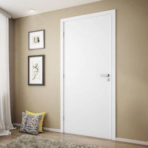 Kit Porta De Madeira Lisa Melamínico 215x94 Mgm Branco - Esquerda