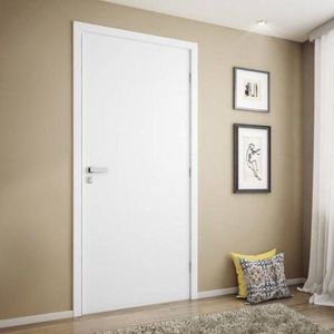 Kit Porta De Madeira Lisa Melamínico 215x84 Mgm Branco - Direita