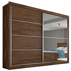 Guarda Roupa Casal Flex 2 Portas Com Espelho 4gavetas Verona Plus – Made Marcs - Brauna / Off White / Brauna