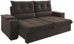 Sofá 4 Lugares Retrátil e Reclinável Boutique Viero Duplo Molejo VeludoMarrom Bombom 230Cm