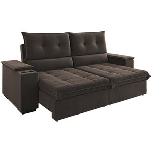 Sofá 4 Lugares Retrátil e Reclinável Boutique Viero Duplo Molejo VeludoMarrom Bombom 230Cm