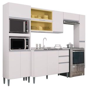 Cozinha Aline Com Balcão E Paneleiro Branco - Poquema