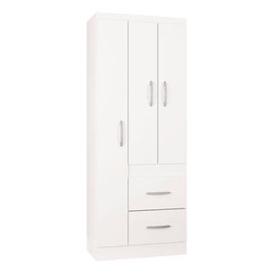 Guarda Roupa Solteiro Milão 3 Portas Branco Brilho - Poquema