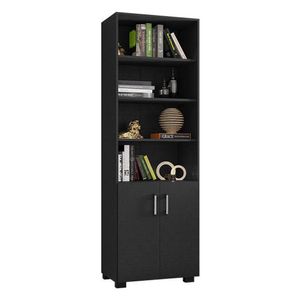 Livreiro Office Com Portas Pequenas Preto Trama - Móveis Leão