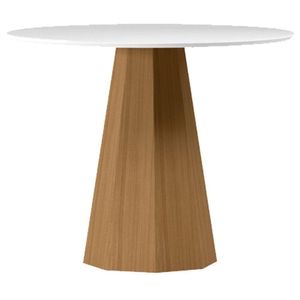 Mesa De Jantar 120x120 Cm Isis Com Vidro Ype Off White - New Ceval
