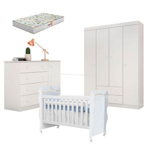 Jogo De Quarto Helena Com Berço Americano New Nanda E Colchão Gazin - Phoenix