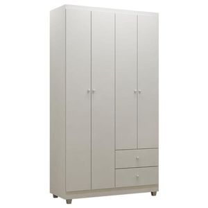 Guarda Roupa Infantil Louise 4 Portas Branco Brilho - Ajl