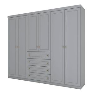 Guarda Roupa Casal Americano 6 Portas Cinza - Henn