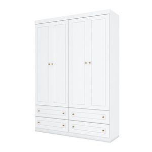 Berço Montessoriano E Guarda Roupa Infantil Americano 4 Portas Branco Hp - Henn