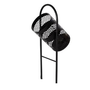 Lixeira Para Calçada De Rua Externa Preta 35x80x35cm
