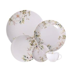 Aparelho De Jantar Tramontina Magnólia Em Porcelana Decorada 20 Peças Tramontina