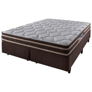 Cama Box Queen + Colchão Espuma D70-d28 Dupla Face Oakland Marrom