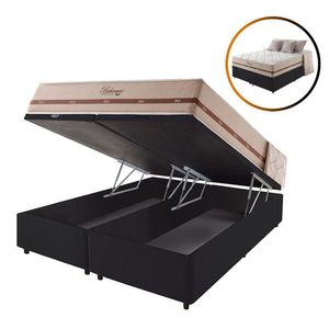 Cama Box Baú King Preto + Colchão Molas Bahamas 193cm