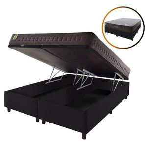 Cama Box King Baú Preto + Colchão Molas Orlando 193cm