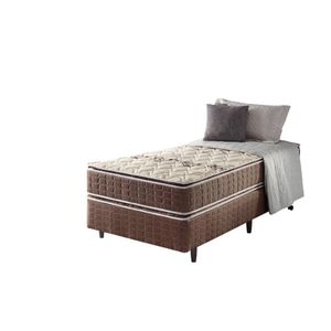 Cama Box Solteiro + Colchão Espuma D70-d28 2 Pillow Top Marrom