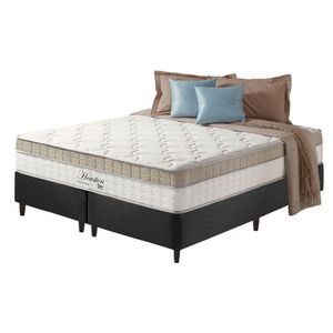 Cama Box Queen Preto + Colchão Molas Houston Pillow 158cm