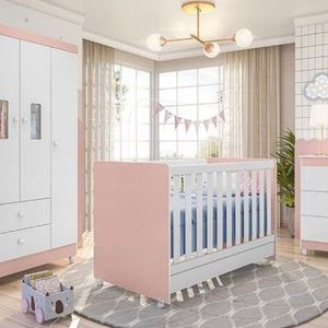 Berço Mini Cama Infantil Rosê Branco Encanto